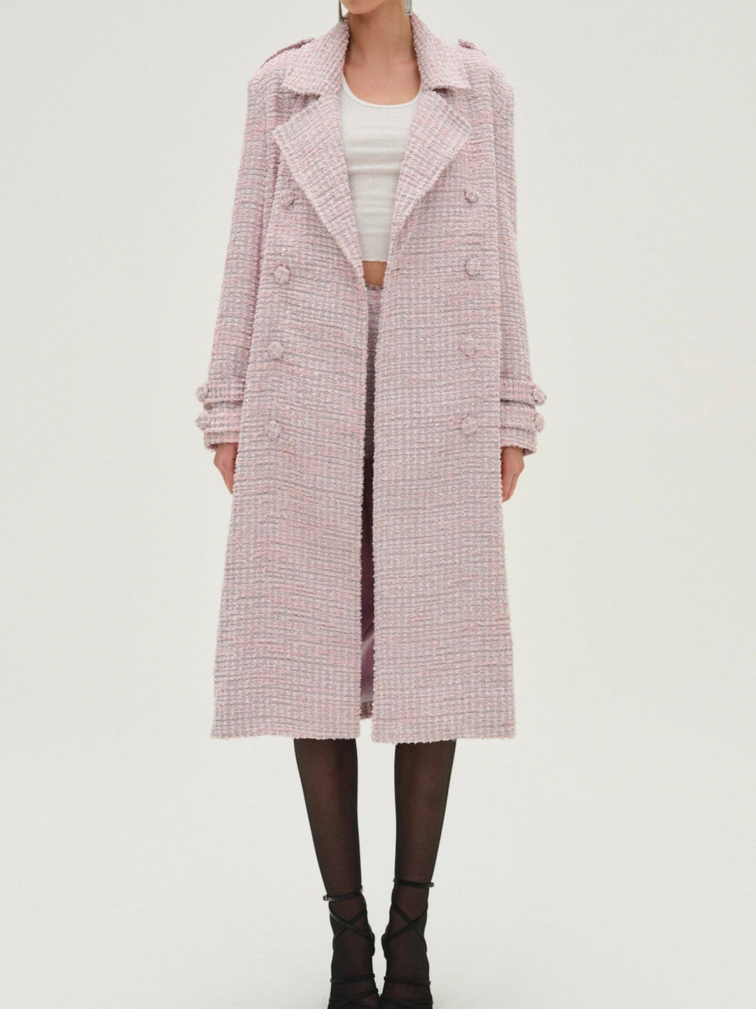 Strawberry Cream Tweed Coat — Pink
