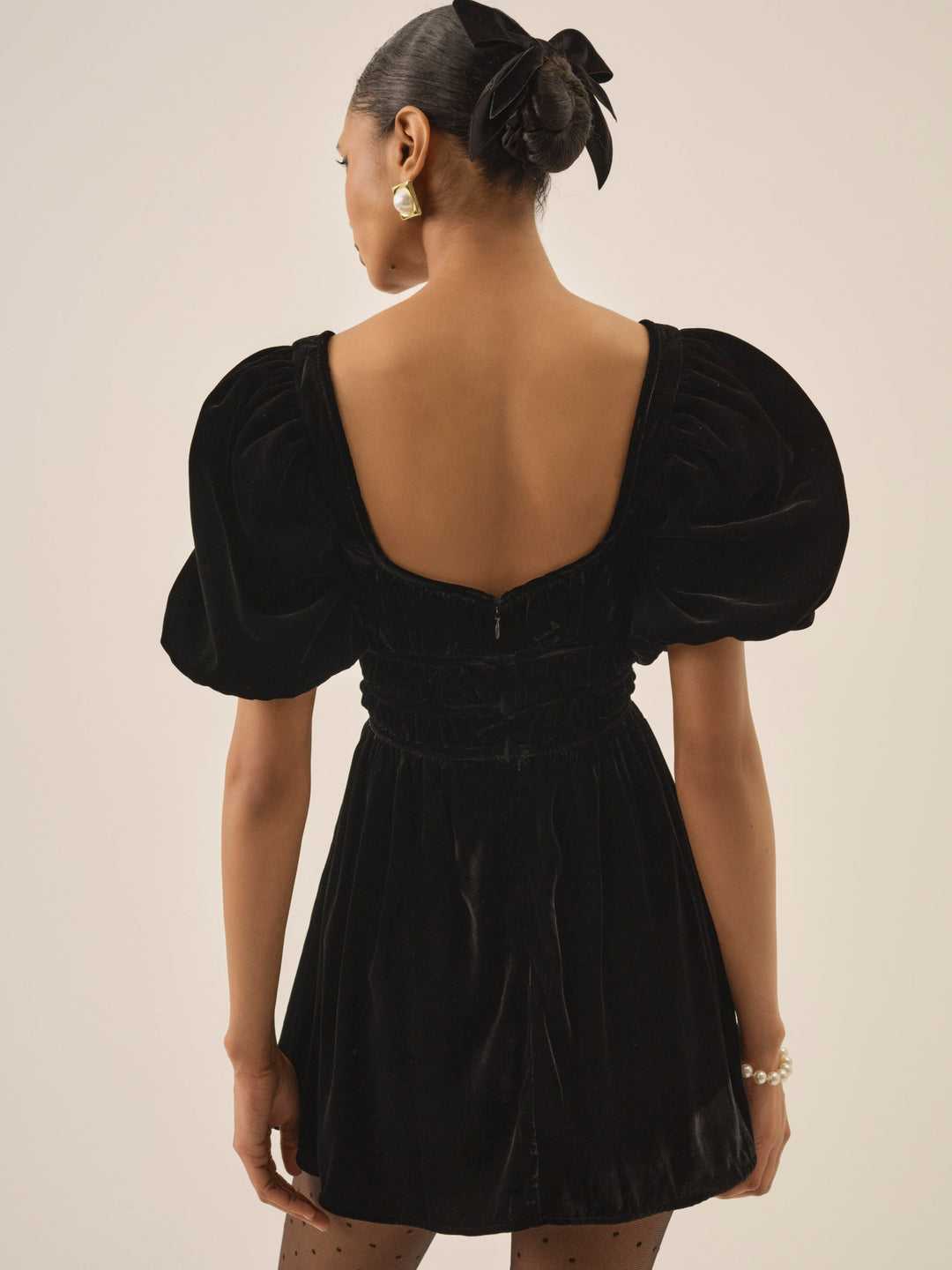 Marta Velvet Mini Dress — Black