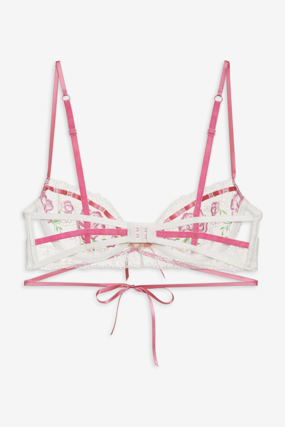 Rose Milk Eyelet Underwire Bra — Pink