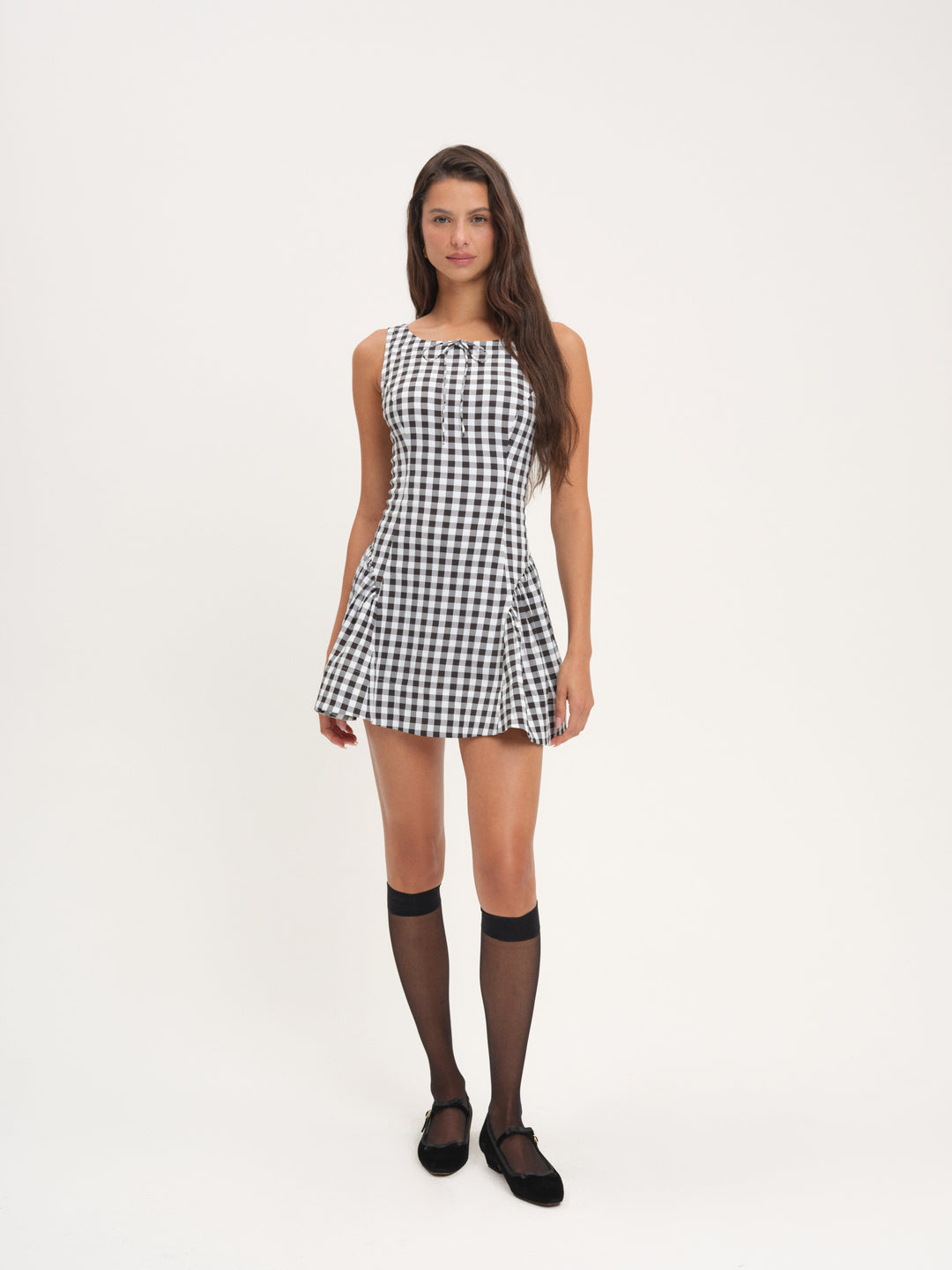 Scotch Bonnet Gingham Mini Dress — Black