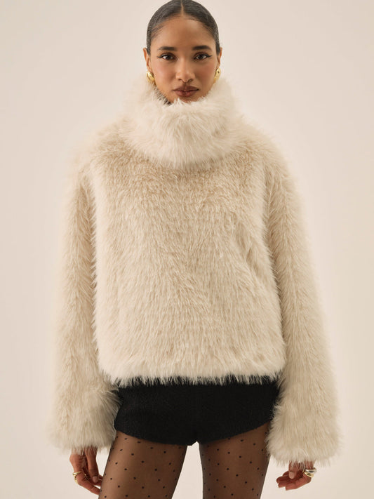 Arctic Faux Fur Pullover — Cream