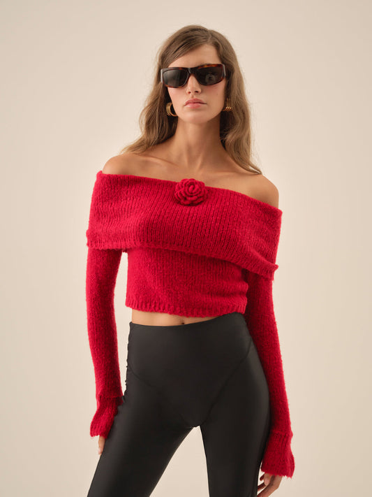 Aspen Knit Top — Red