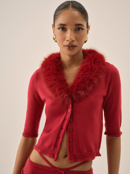 Maura Knit Cardigan — Red