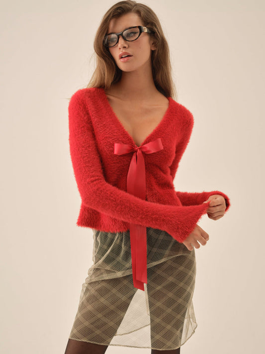 Tayla Knit Cardigan — Red