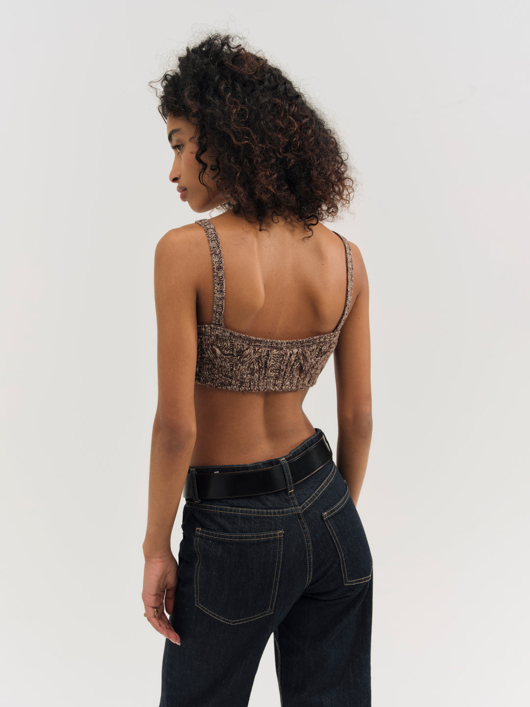 Nathalie Knit Bra Top — Brown