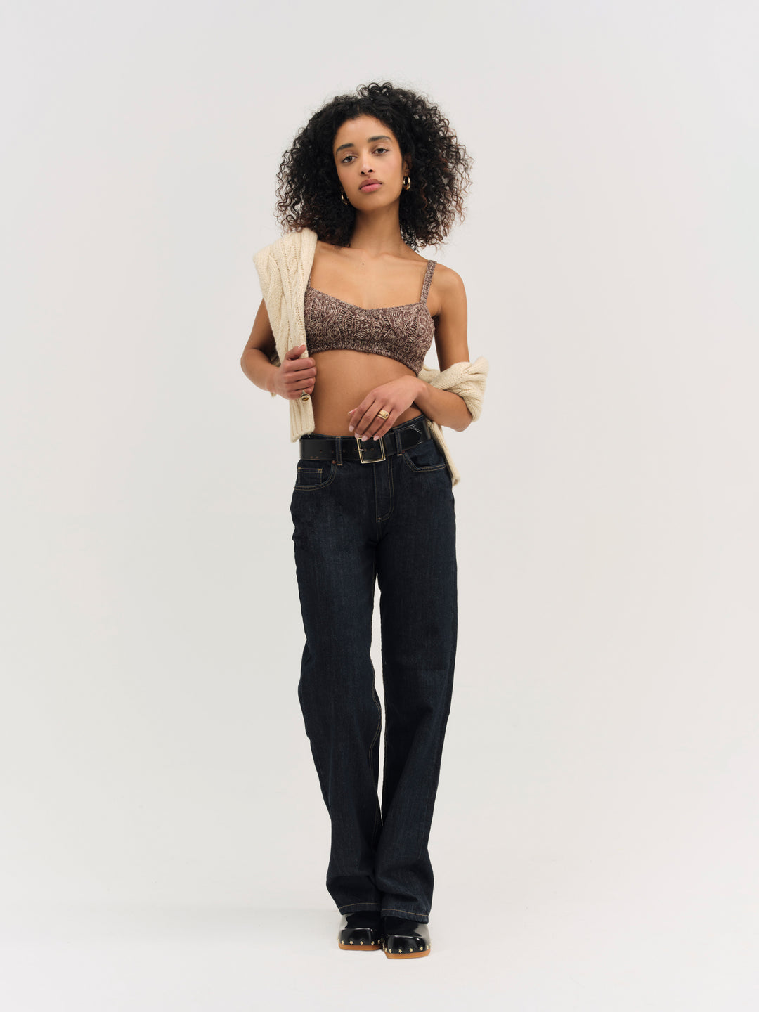 Nathalie Knit Bra Top — Brown