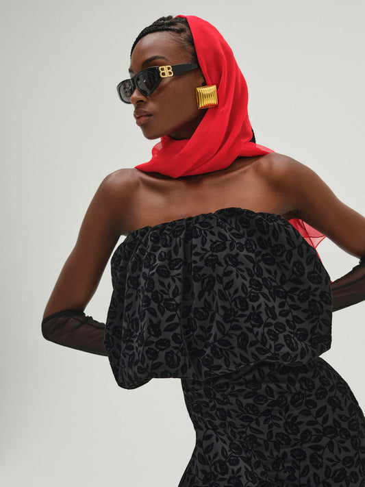 Midnight Velvet Bubble Top — Black