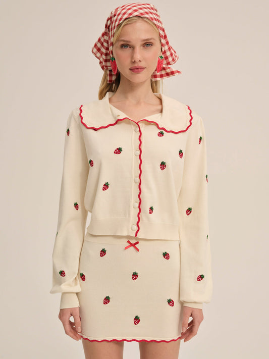 Strawberry Jam Cardigan — Cream