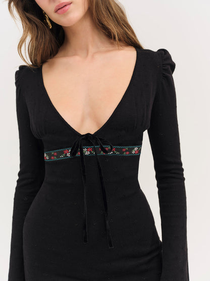 Naomi Knit Mini Dress — Black