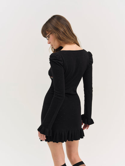 Naomi Knit Mini Dress — Black