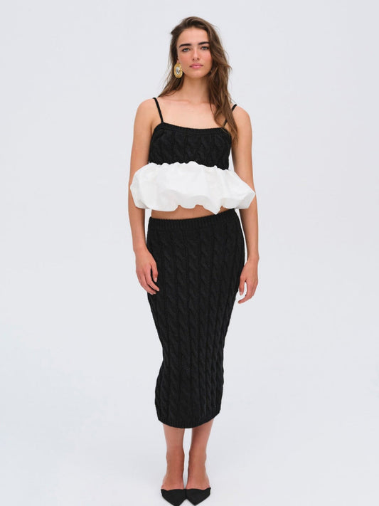 Lise Knit Midi Skirt — Black