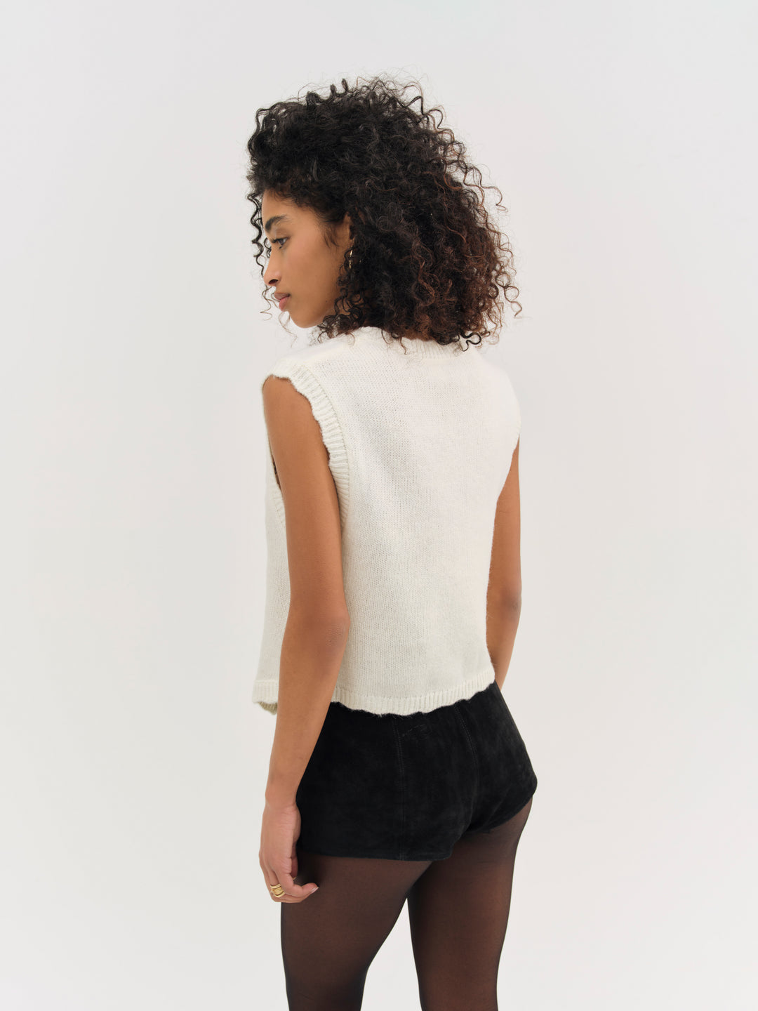 Molly Embroidered Sweater Vest — Cream