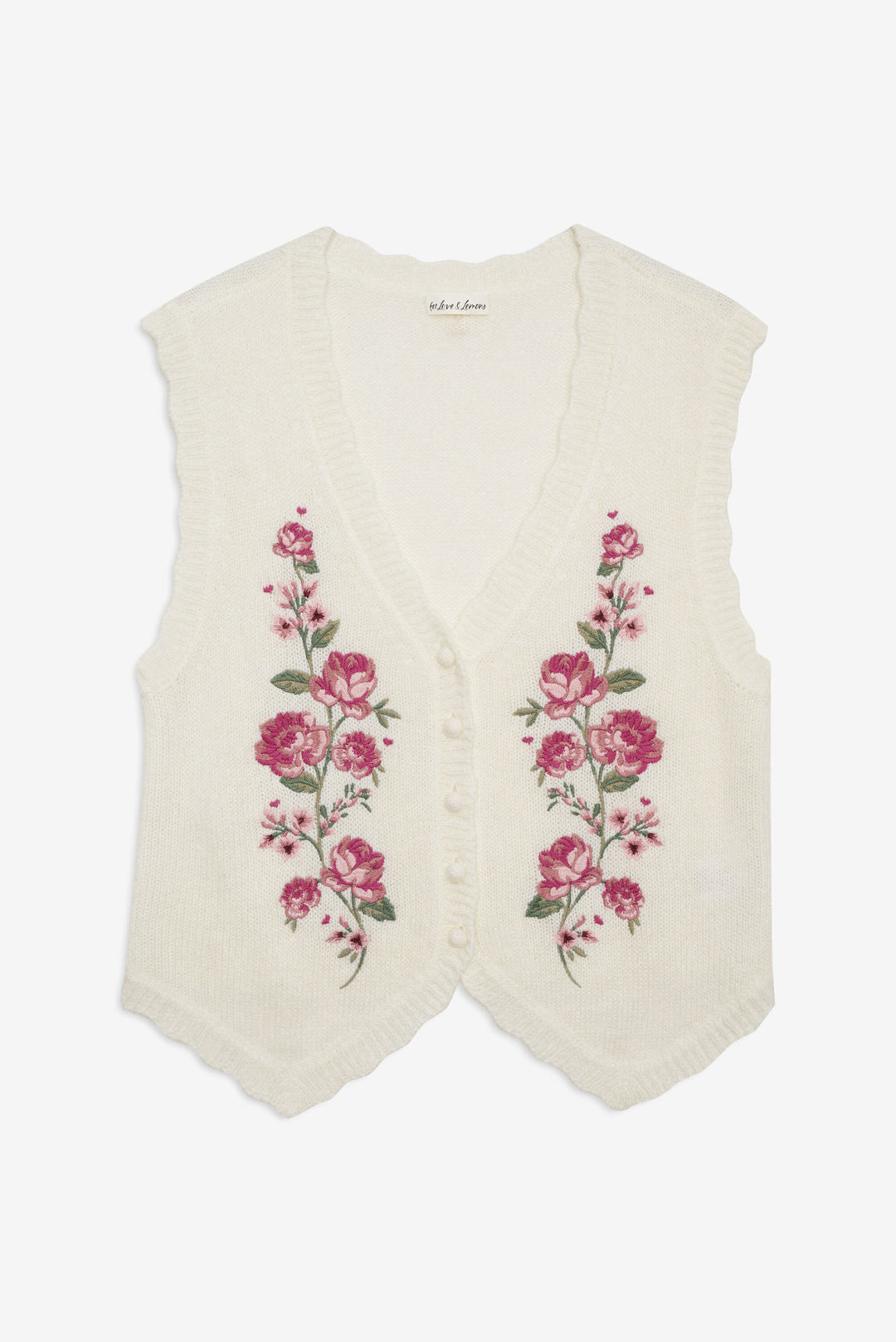 Molly Embroidered Sweater Vest — Cream
