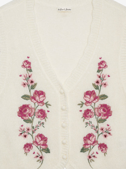 Molly Embroidered Sweater Vest — Cream