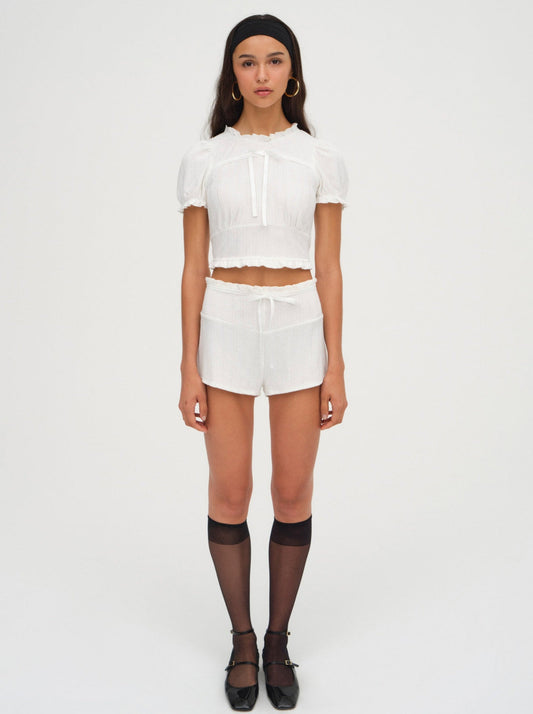 Allison Pointelle Short — White