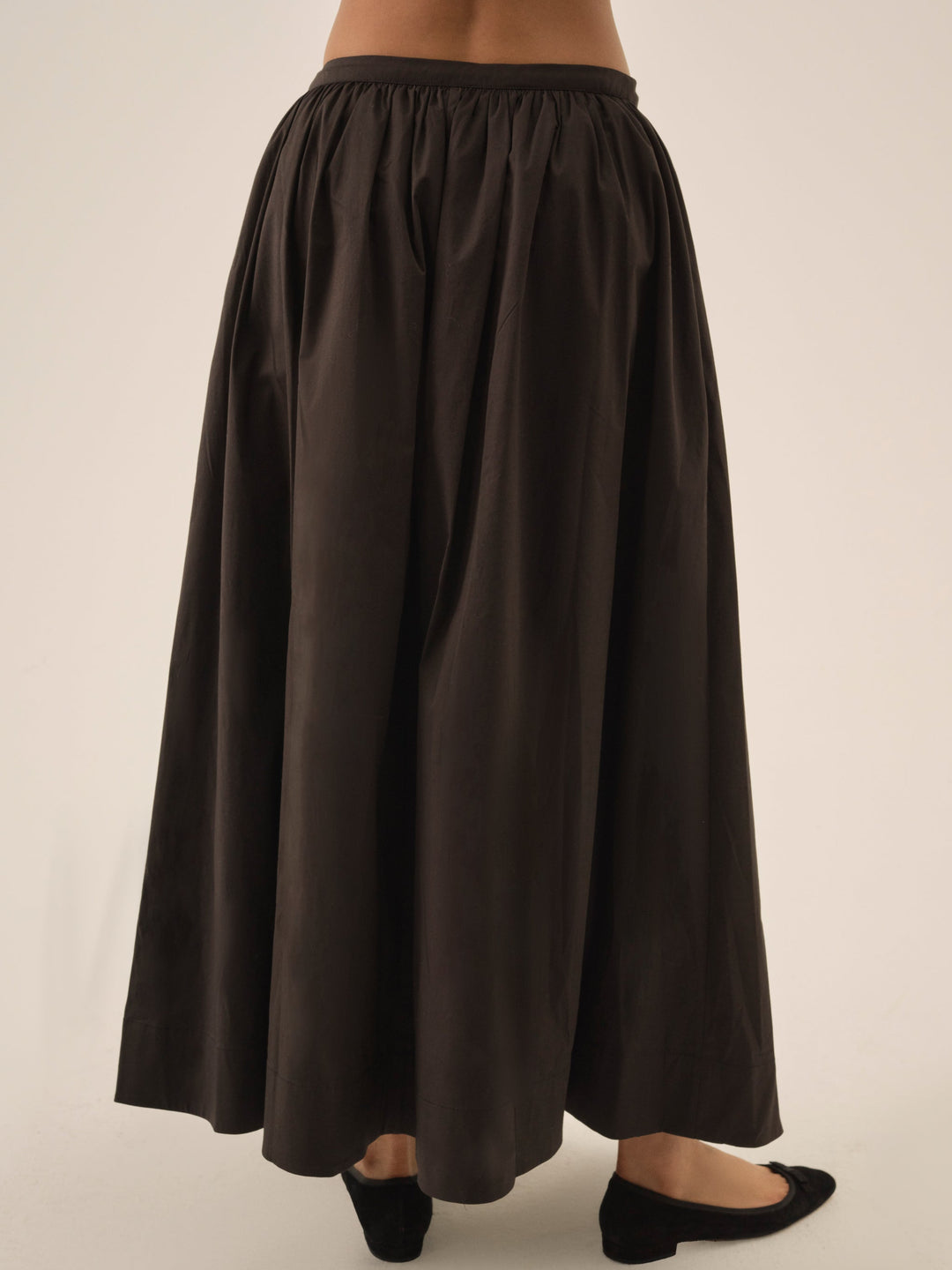 Train Station Poplin Maxi Skirt — Black