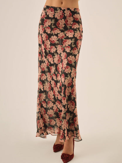 Belmond Floral Maxi Skirt — Black
