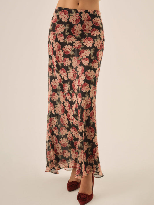 Belmond Floral Maxi Skirt — Black