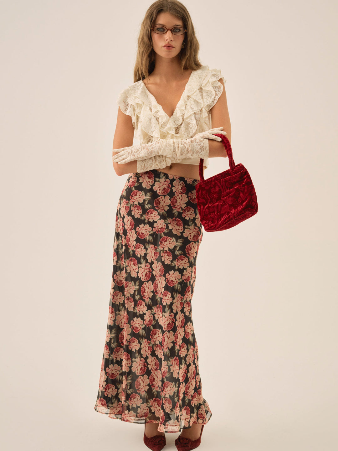 Belmond Floral Maxi Skirt — Black