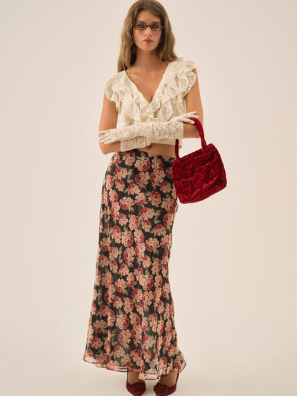 Belmond Floral Maxi Skirt — Black