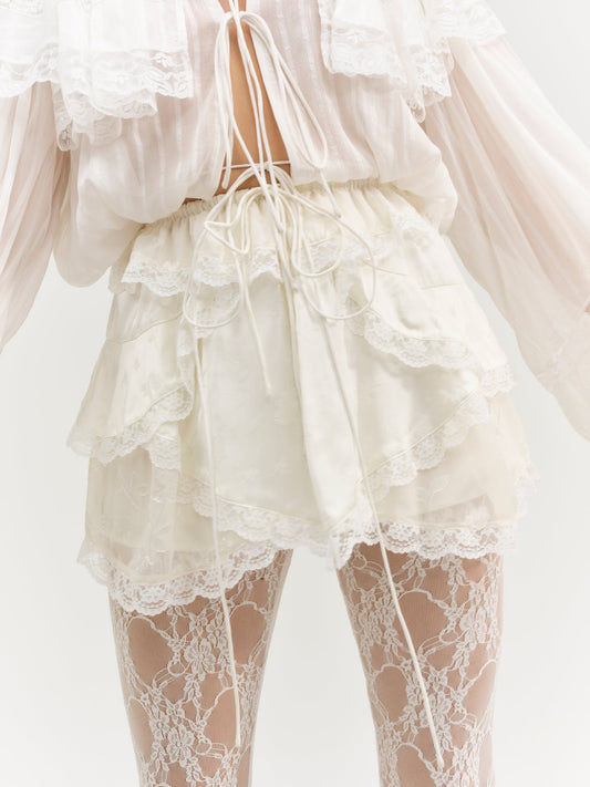 Jeanne Jacquard Mini Skirt — Cream