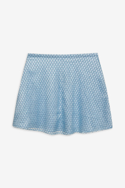 Glitter Grid Mini Skirt — Blue