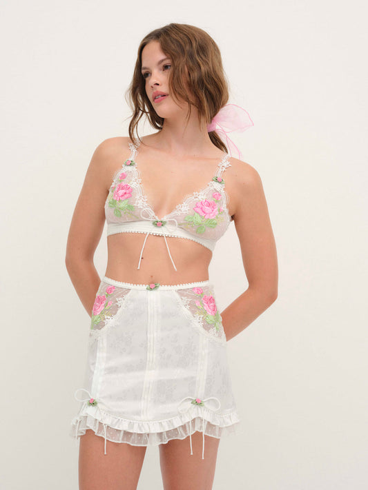 Heirloom Rose Slip Skirt — White