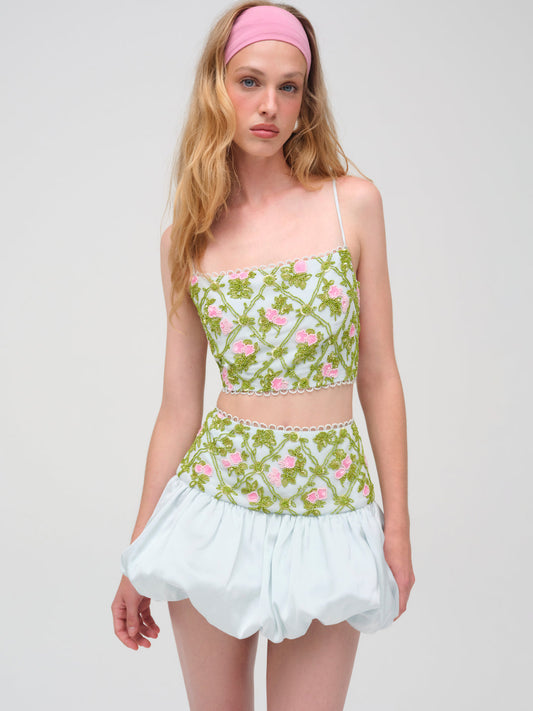 Bridget Beaded Mini Skirt — Blue