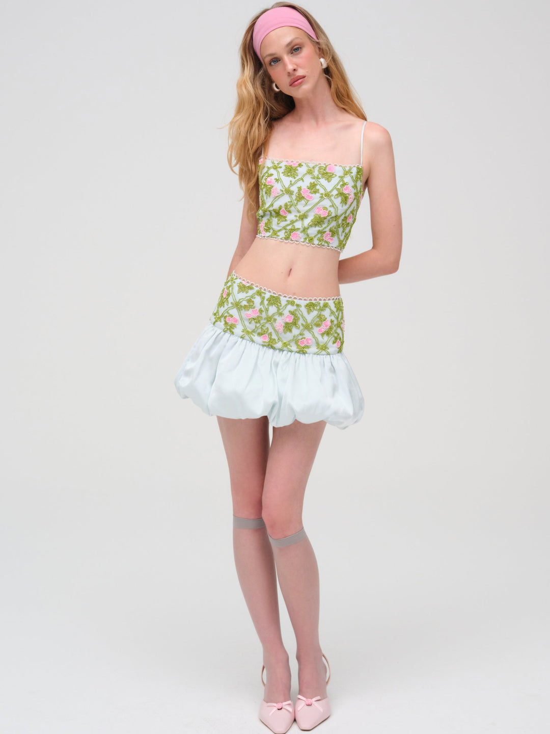 Bridget Beaded Mini Skirt — Blue