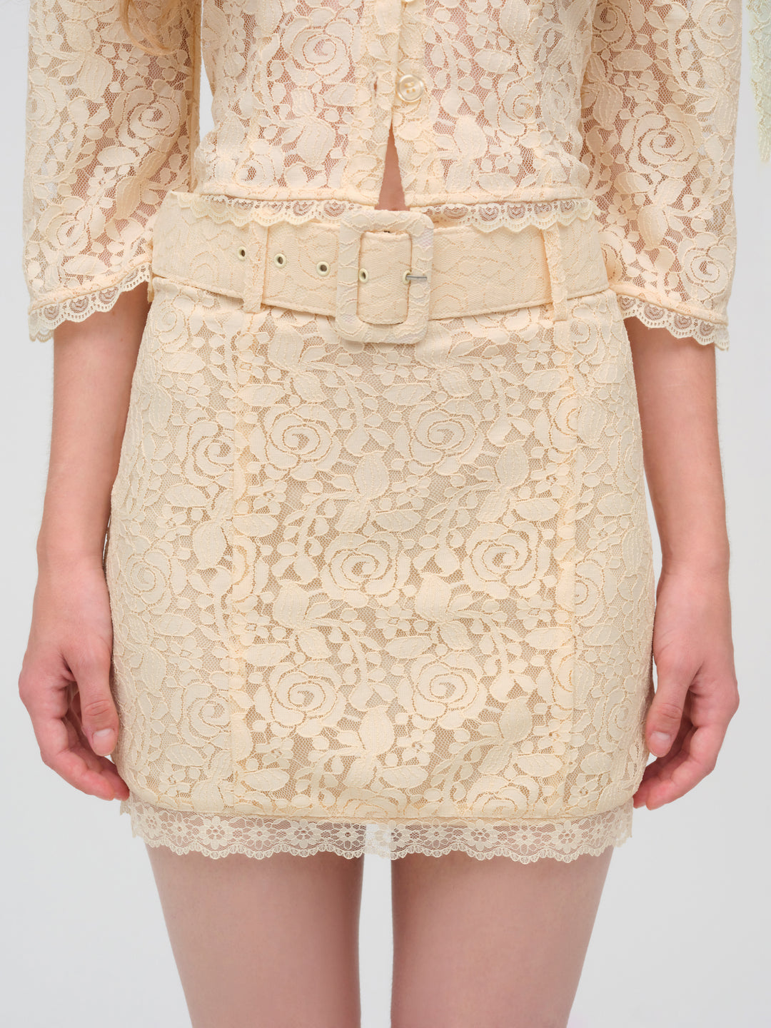 Lucy Lace Mini Skirt — Buttercream