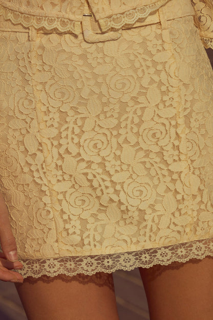 Lucy Lace Mini Skirt — Buttercream
