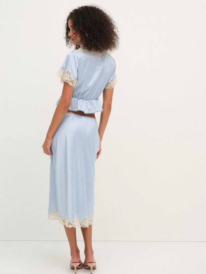 Sweetheart Midi Skirt — Dusty Blue