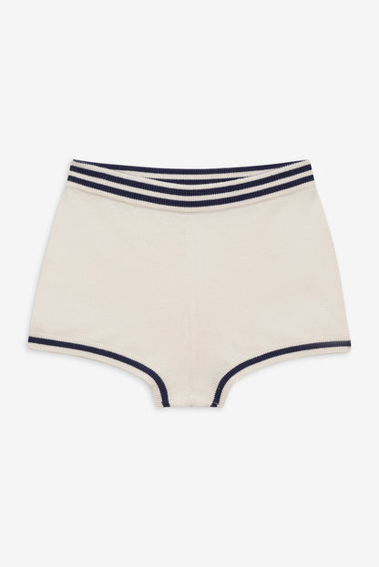 Simona Pointelle Striped Short — Navy