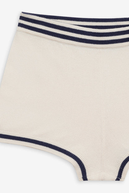 Simona Pointelle Striped Short — Navy