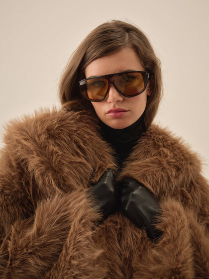 Warm Honey Faux Fur Jacket  — Brown