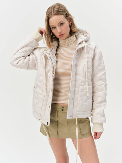 Isabel Quilted Puffer Jacket — Cream