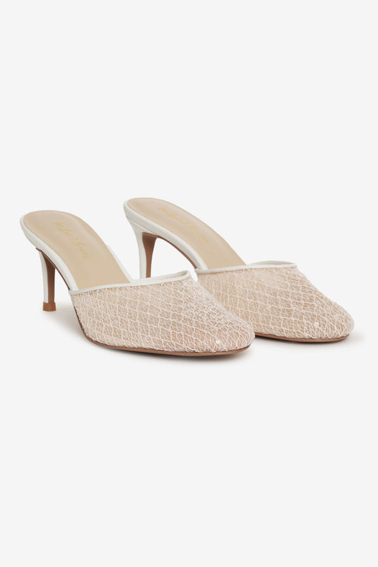 Claudia Lace Heel — White
