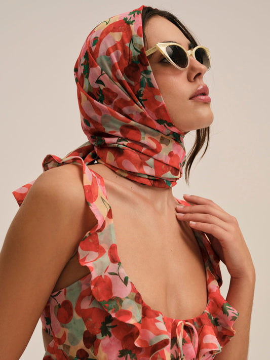 Ambrosia Print Headscarf — Red