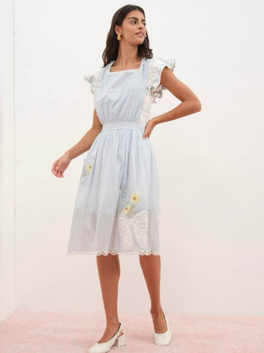 Bluebell Gingham Apron — Blue