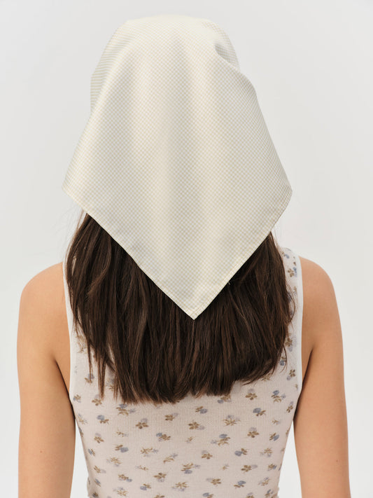 Sandra Gingham Headscarf — Tan