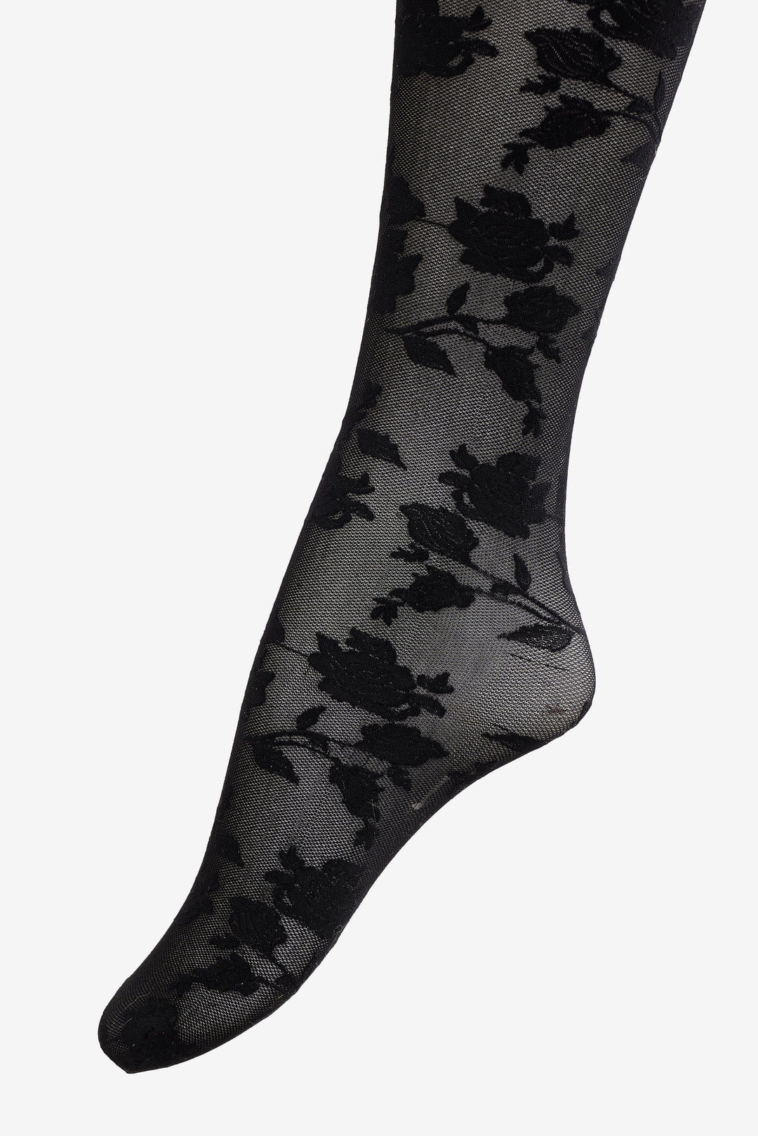 Floral Knit Tights — Black
