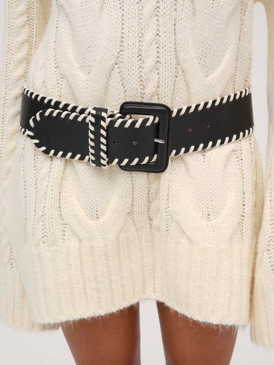Wide Stitch Belt — Black