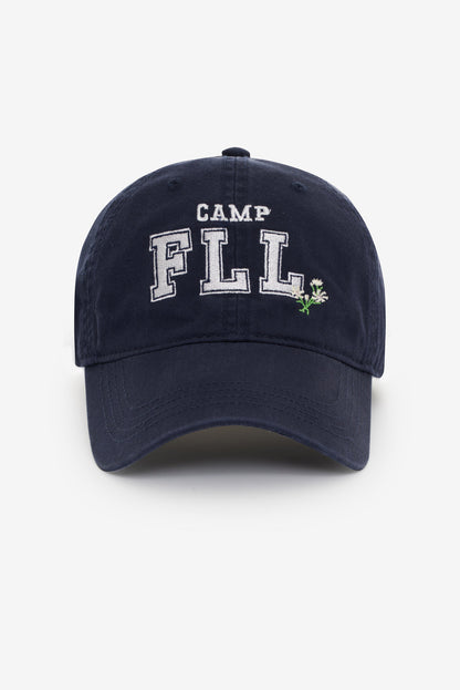 Camp Embroidered Baseball Cap — Navy