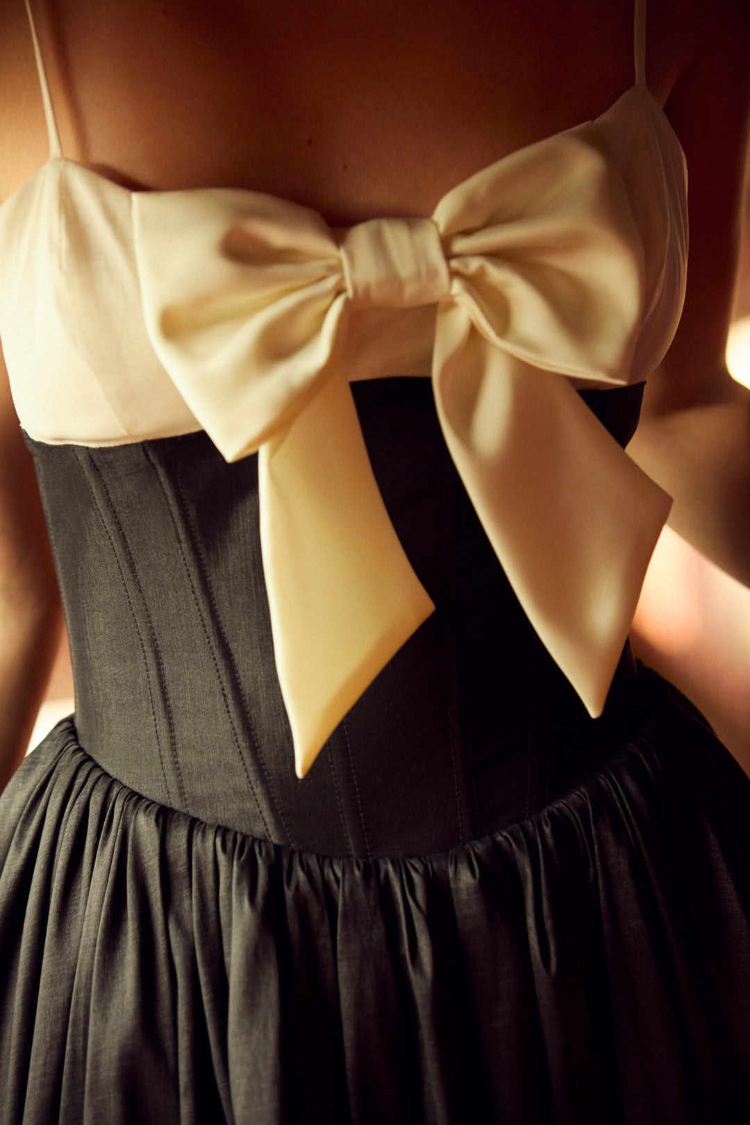 Emalie Taffeta Midi Dress — Black