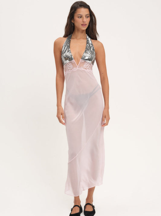 Maia Maxi Slip Dress — Pink