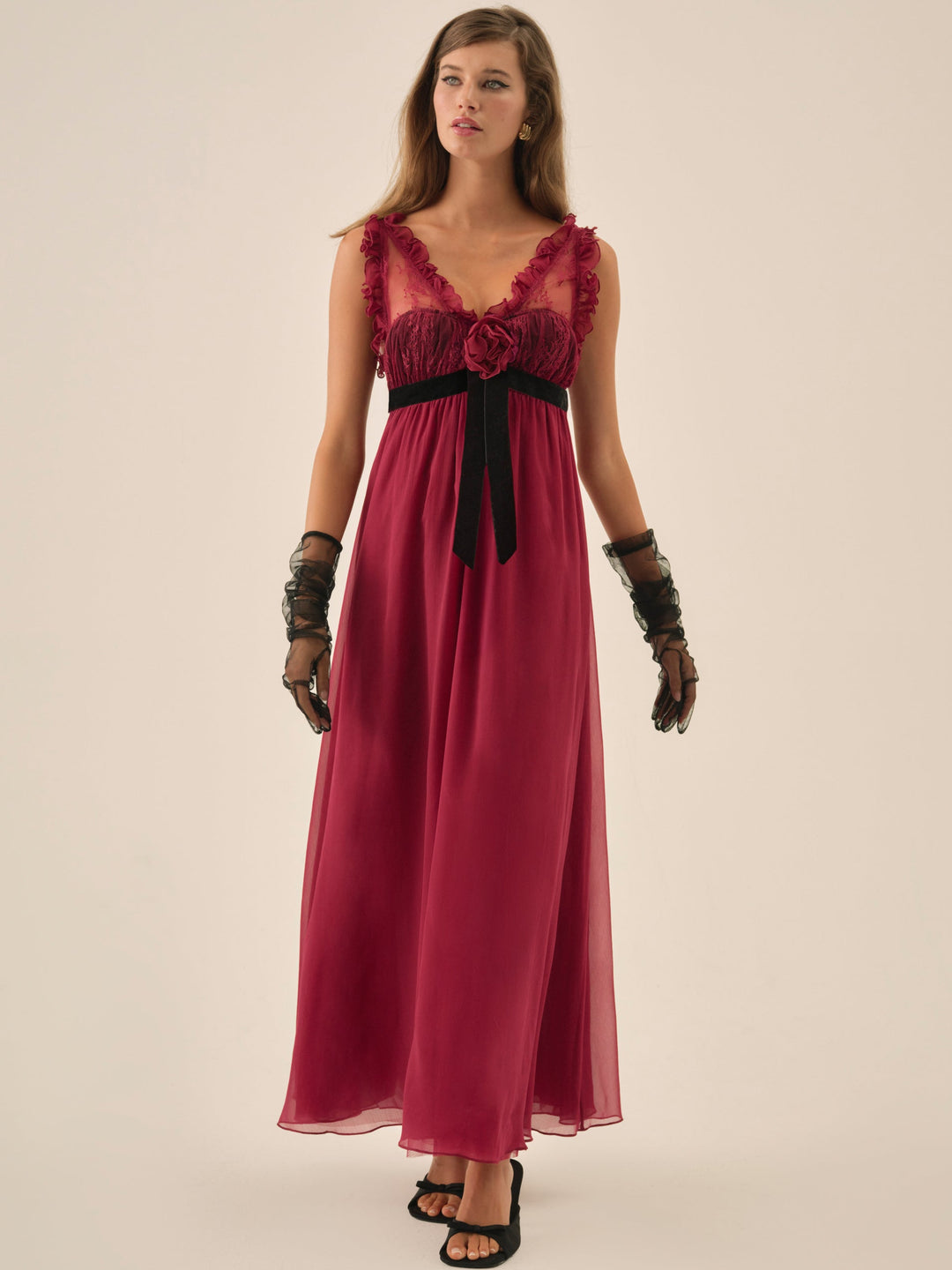 Claudine Chiffon Maxi Dress — Oxblood