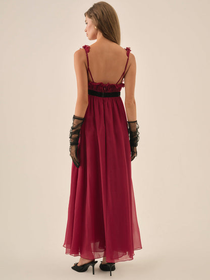 Claudine Chiffon Maxi Dress — Oxblood