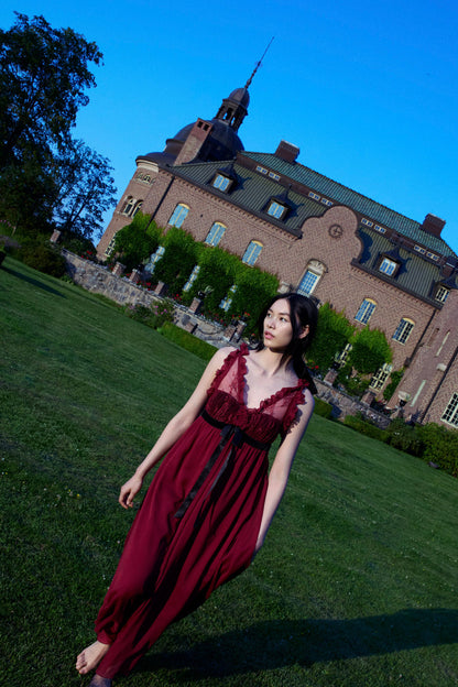 Claudine Chiffon Maxi Dress — Oxblood