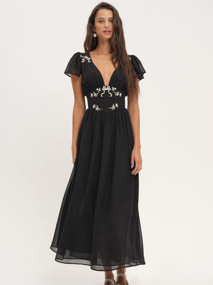 Emmie Chiffon Maxi Dress — Black
