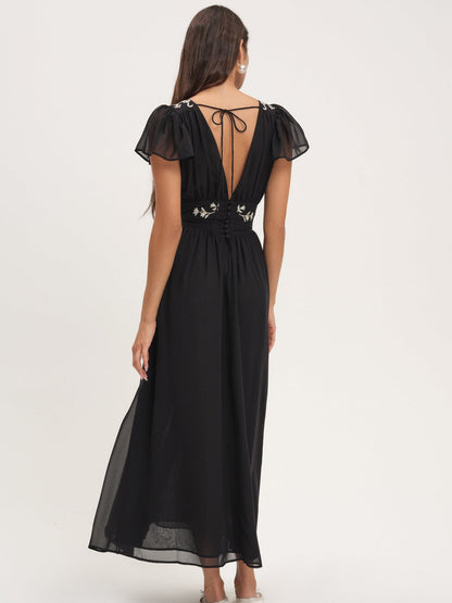 Emmie Chiffon Maxi Dress — Black
